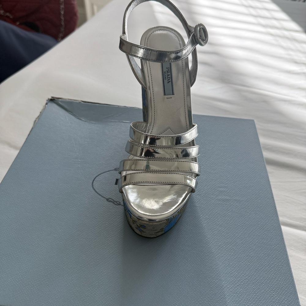PRADA silver platforms